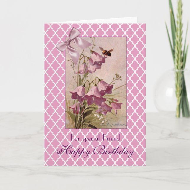 Carte Klein Purple Bellflower Campanula Ami Anniversaire (Devant)