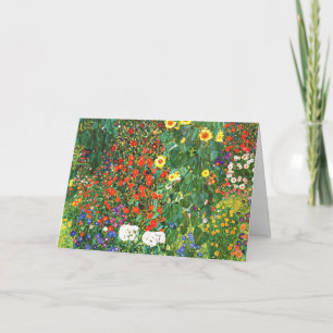 Carte Klimt - Jardin de ferme avec des tournesols, art