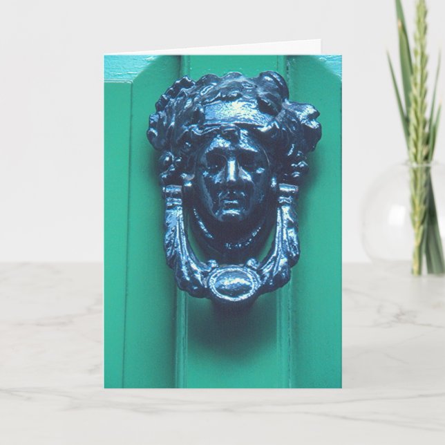 CARTE KNOCKER DE PORTE EN FORME DE TÊTE DE FEMME (Devant)