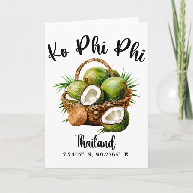 Carte Ko Phi Phi Cocotier Thaïlande Tropical Koh Île Gp (Devant)
