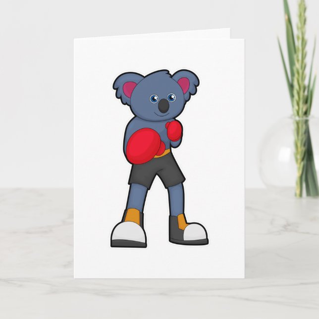 Carte Koala à Boxing avec gants de boxe (Devant)