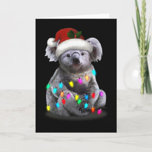 Carte Koala Assis Avec Les Lumières De Noël Saison De No