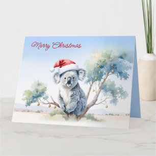 Carte Koala assis dans un arbre à gomme Joyeux Noël