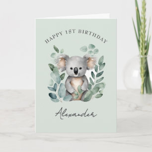 Carte Koala Bear Boys 1ère fête d'anniversaire