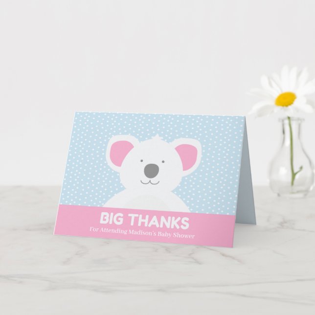 Carte Koala Bear grand merci Merci bleu rose (Petite plante)