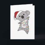 Carte Koala Christmas Snow Winter Animals Koalas<br><div class="desc">The Koala for Christmas with fairy lights. Funny animals with gifts and snow to the holidays. Also funny for Christmas in July. Koalas are sweet animals and perfect for Christmas.</div>