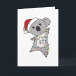 Carte Koala Christmas Snow Winter Animals Koalas<br><div class="desc">The Koala for Christmas with fairy lights. Funny animals with gifts and snow to the holidays. Also funny for Christmas in July. Koalas are sweet animals and perfect for Christmas.</div>