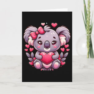 Carte Koala coeurs valentins ours 