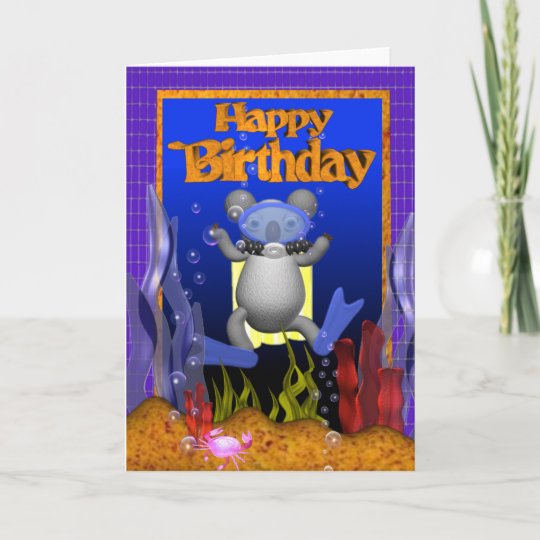 Carte Koala De Plongeur Autonome De Joyeux Anniversaire Zazzle Fr