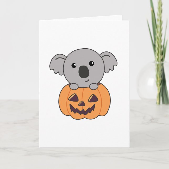 Carte Koala En Citrouille Orange Koalas Halloween Bärche (Devant)