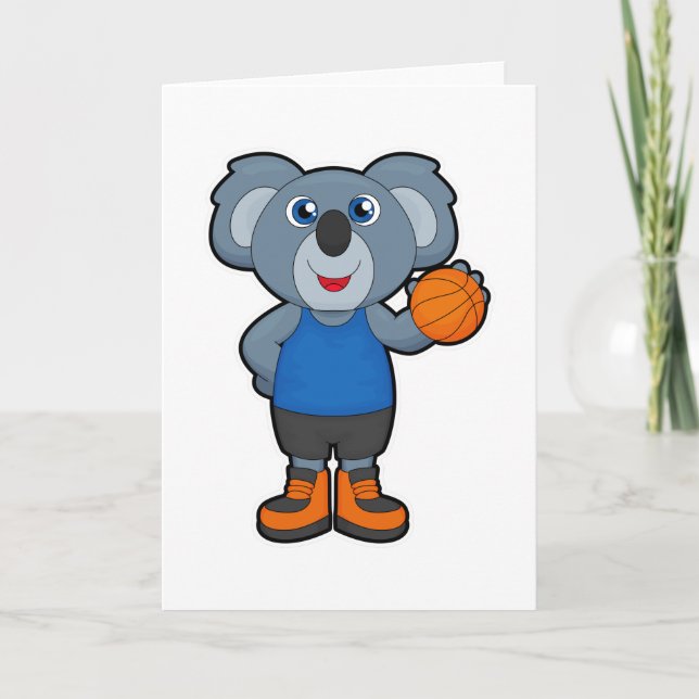 Carte Koala en joueur de basket avec ballon de basket (Devant)