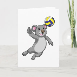 Carte Koala en joueur de volley-ball avec ballon de voll