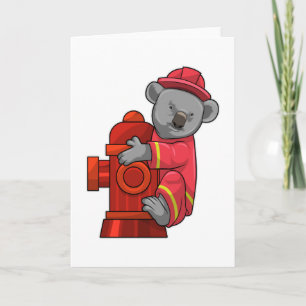Carte Koala en pompier avec borne d'incendie