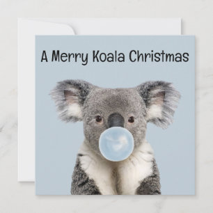 Carte Koala soufflant un bubble gum bleu pour un joyeux