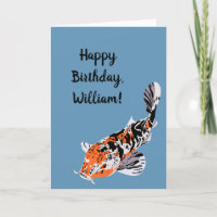 Koi Fish Illustration Orange et Bleu Anniversaire