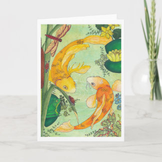 Carte Koi In A Pond Folded Blank Card de Heather T.