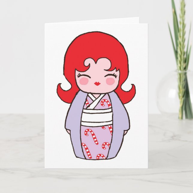 Carte Kokeshi Candycane Xmas (Devant)