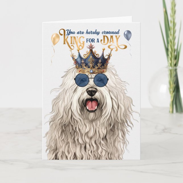 Carte Komondor Dog King pour un jour d'anniversaire drôl (Devant)