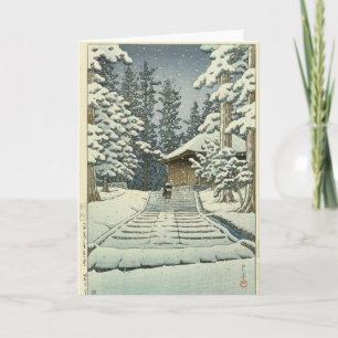 Carte Konjikido en neige, Hiraizumi par Kawase Hasui