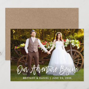 Carte Kraft avec écriture au pinceau Notre aventur