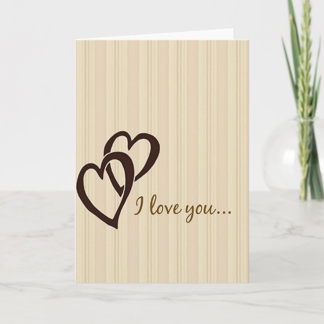 Carte Kraft Cœurs Amour Rayés (Devant)