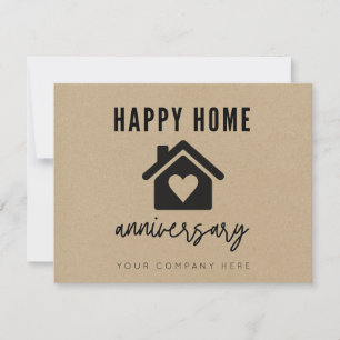 Carte Kraft Script Joyeux Anniversaire de Maison