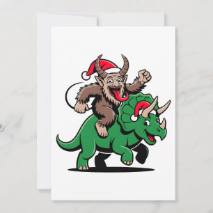 Carte Krampus chevauchant un dinosaure Santa Noël Evil