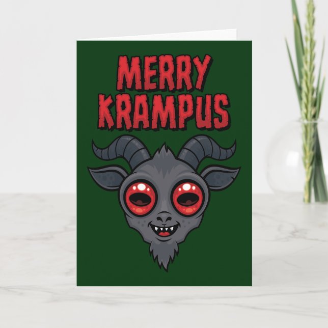 Carte Krampus joyeux mignon effrayant (Devant)