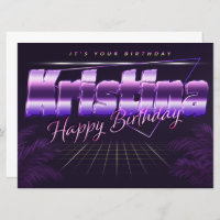 Kristina Nom Prénom lila retro Map Anniversaire