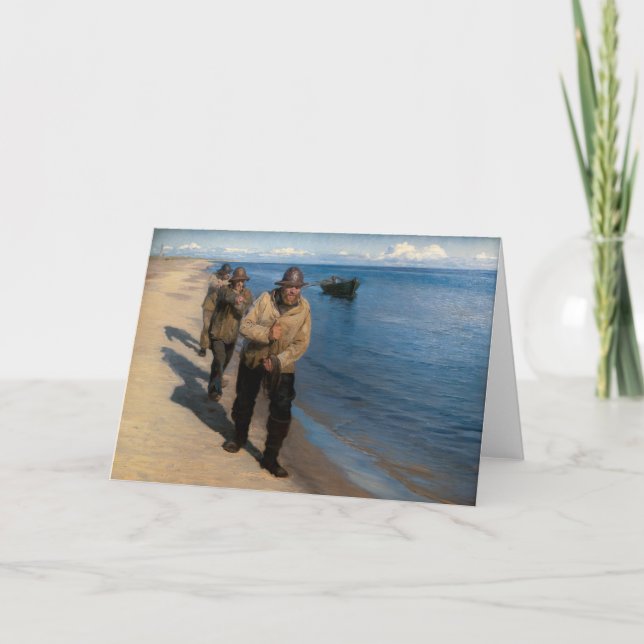 Carte Kroyer - Trois pêcheurs tirant un bateau (Devant)