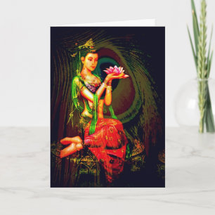 Carte Kuan Yin et la plume de paon