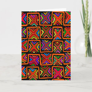 Carte Kuna Indian Mola Tribal Checks - Rouge