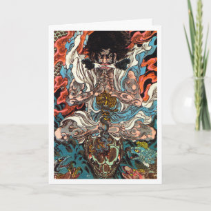 Carte Kuniyoshi Le guerrier asiatique samouraï équitatio