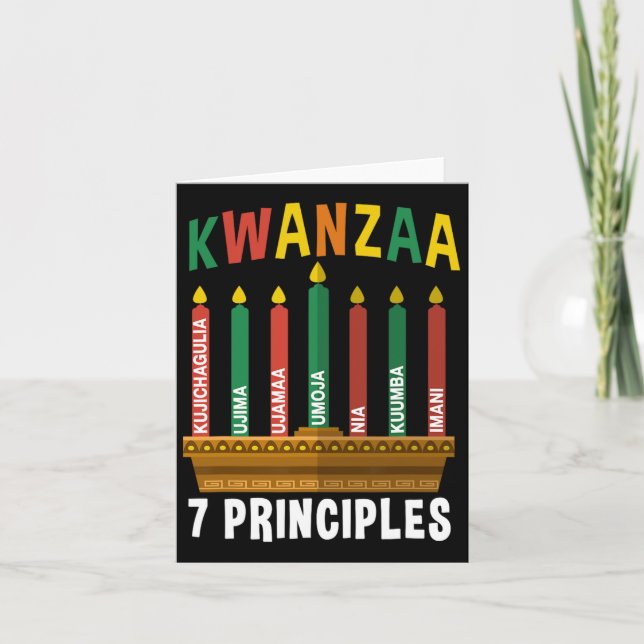 Carte Kwanzaa 7 Principes Chandelles Kinara Panafricains (Devant)