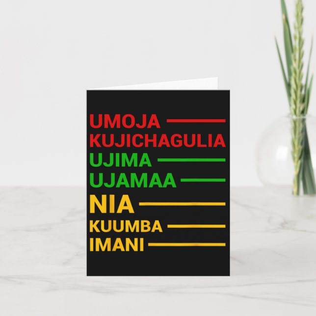 Carte Kwanzaa Holiday 7 Principe Significations (Devant)