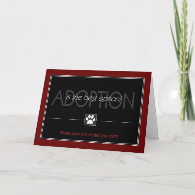 Carte La "adoption est la meilleure option " (Devant)