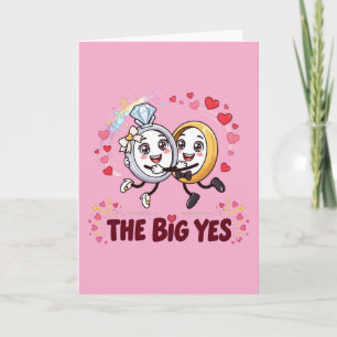 Carte La bague de fiançailles dessin animé couple The Bi