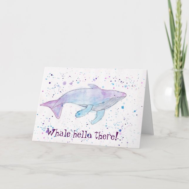 Carte La baleine de bosse pour aquarelle "bonjour là" (Devant)