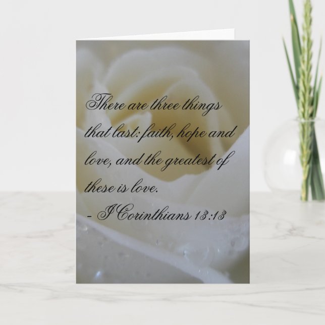 Carte La Bible Rose blanche Verse Mariage Salutation (Devant)