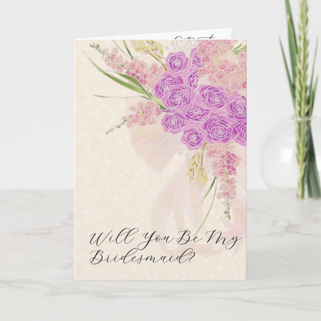 Carte La Boca Ruban doré et bouquet Seras-tu mon… (Devant)