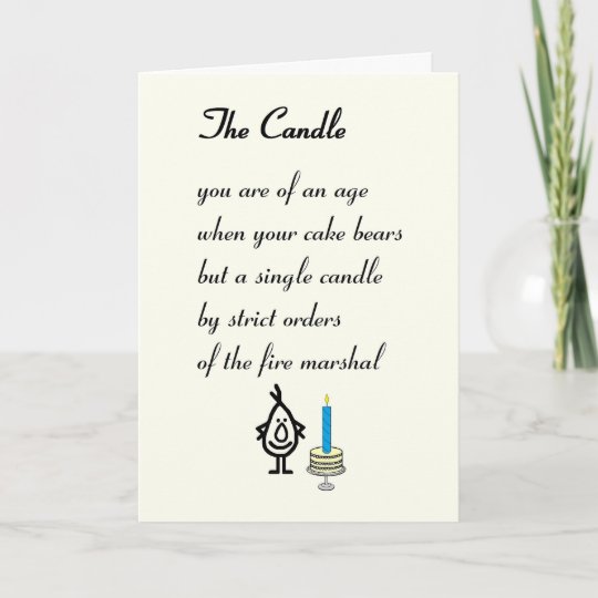 Carte La Bougie Un Poeme Drole D Anniversaire Zazzle Fr