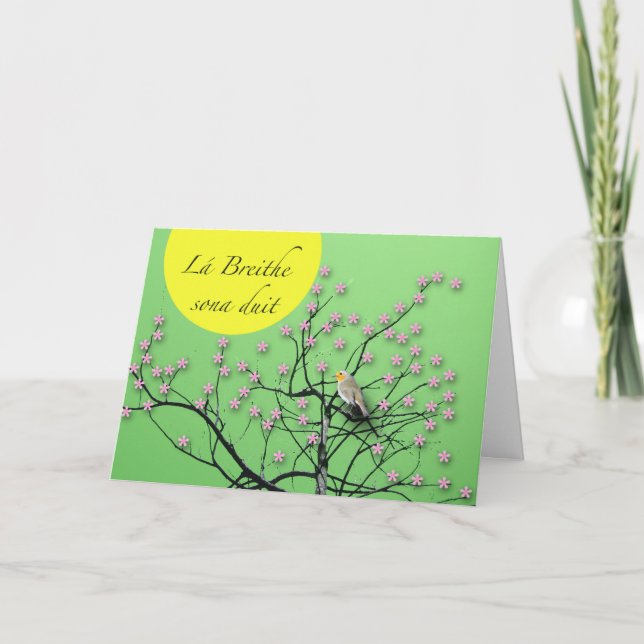 Carte Lá Breithe sona duit Irish Birthday with Robin (Devant)