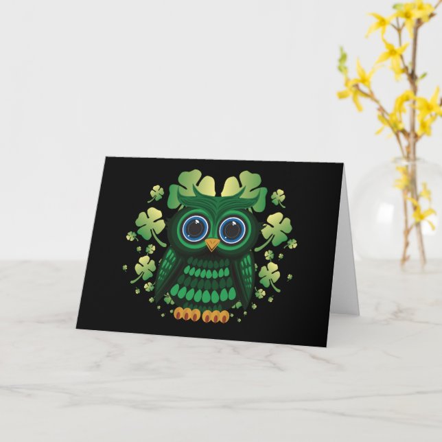 Carte La chouette de la Saint-Patrick (Fleur jaune)