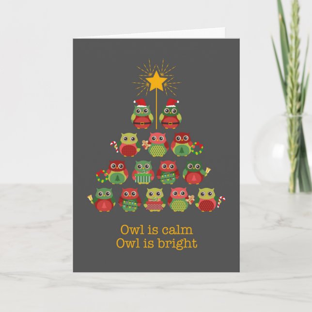 Carte La Chouette de Noël est calme dans les illustratio (Devant)