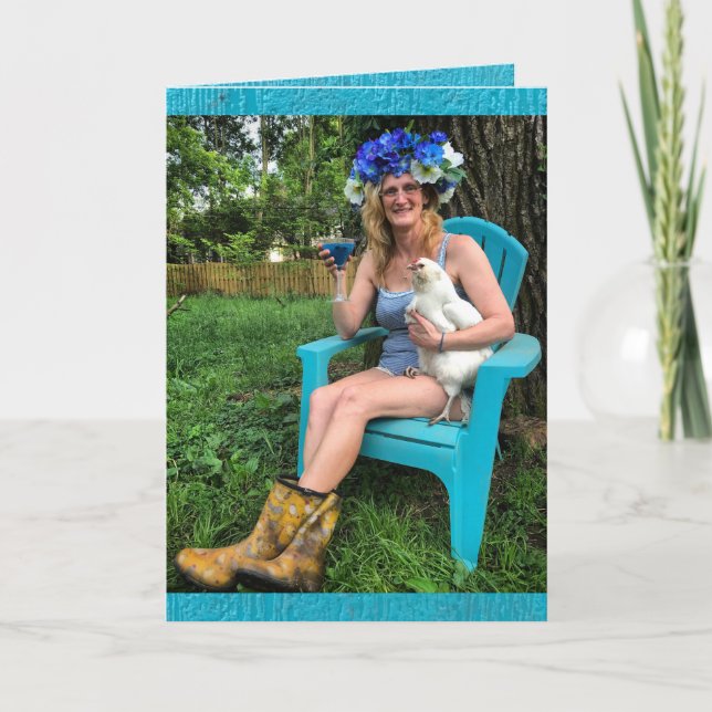 Carte La dame folle du poulet - Joyeux anniversaire (Devant)