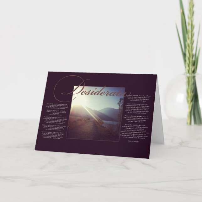Carte La Desiderata | Poème inspirant sur la vie (Devant)