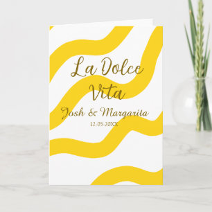 Carte La Dolce Vita jaune mariage couple Nom date glit