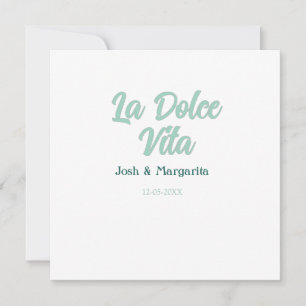 Carte La Dolce Vita vert bleu pastel nom date mariage 