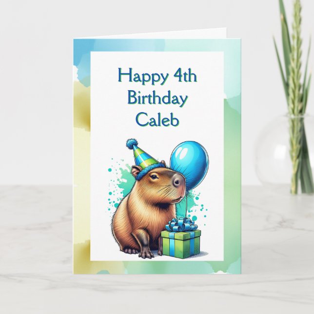 Carte La fête d'anniversaire du garçon à thème Capybara  (Devant)