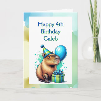 Carte La fête d'anniversaire du garçon à thème Capybara 